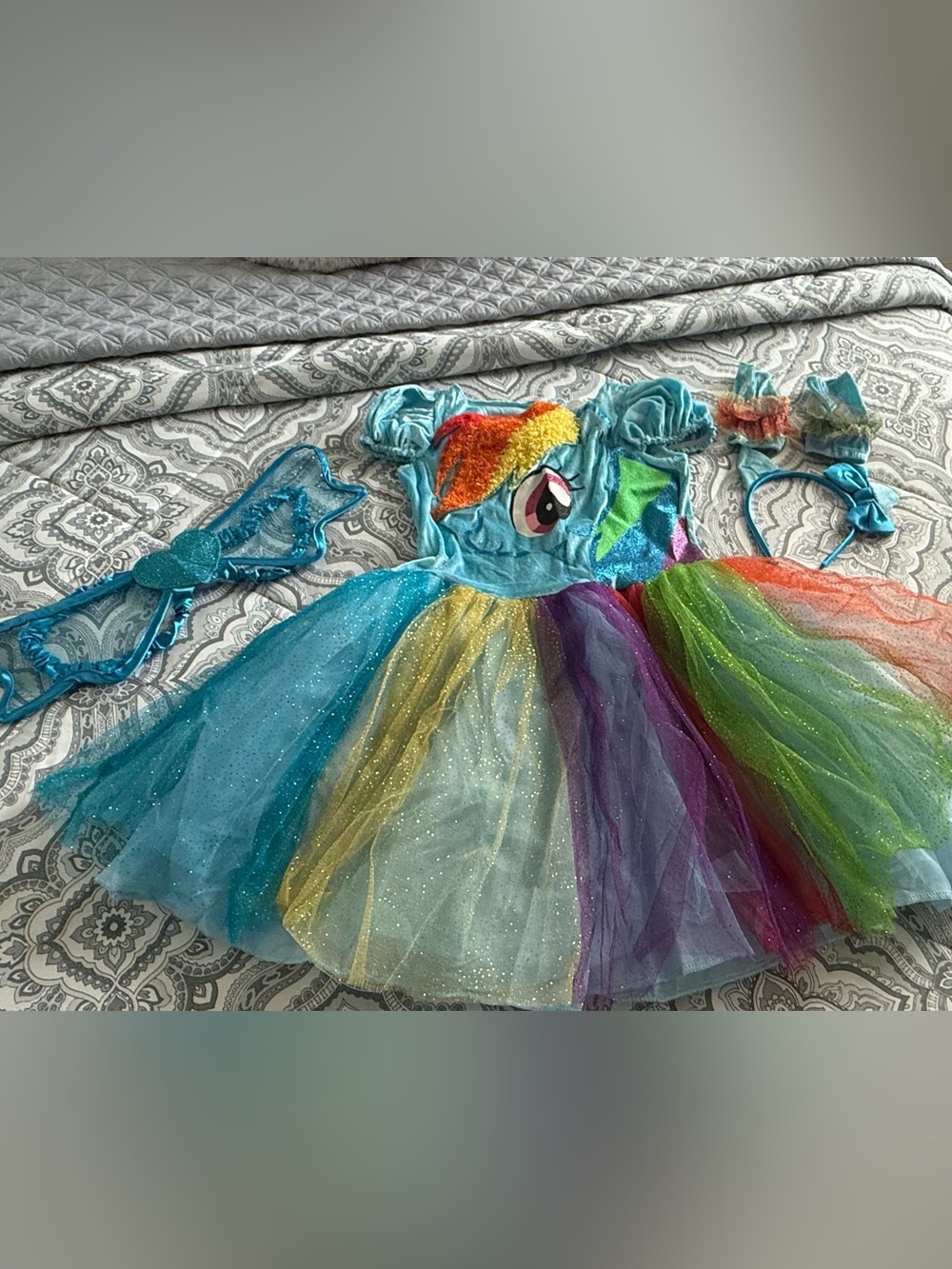 My Little Pony Rainbow Tulle Costume Dress - Blue Multicolor